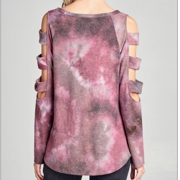 Ladder sleeves long sleeve tie dye top - Picture 4 of 5